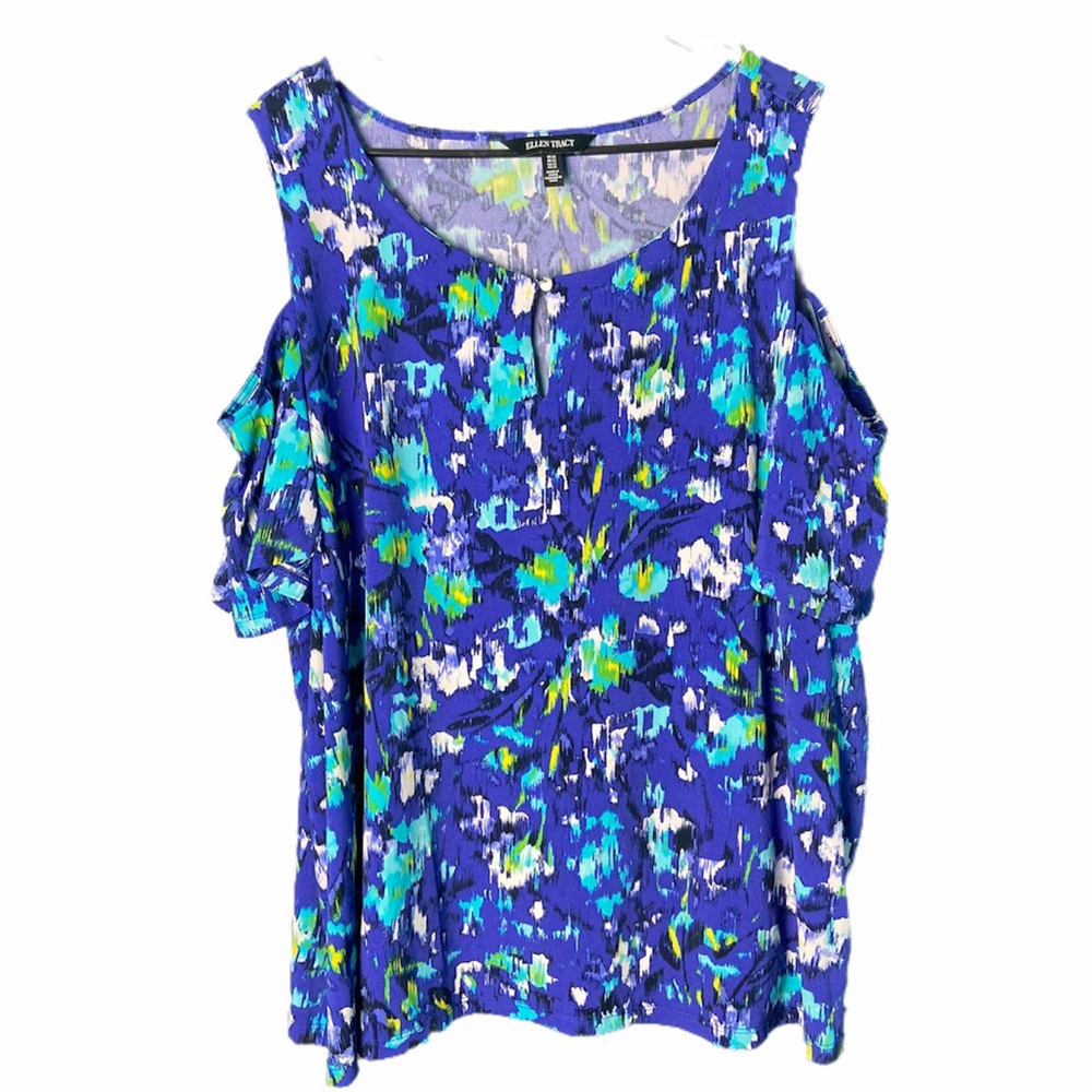 Ellen Tracy Cold-Shoulder Ruffle Top, size 2X